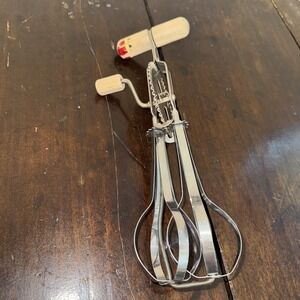 Vintage EKCO Hi-Speed Hand Beater-Wood Handles